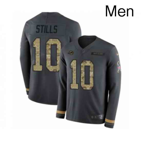 Mens Nike Miami Dolphins 10 Kenny Stills Limited Black Salute to Service Therma Long Sleeve NFL Jersey